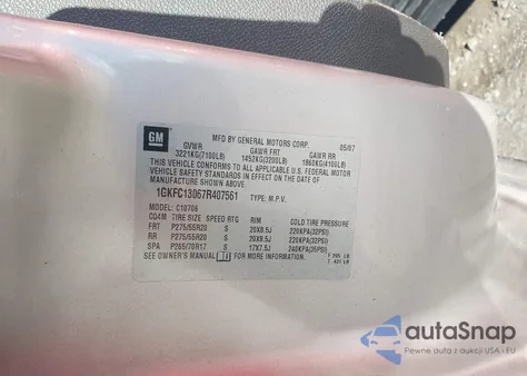 2007 GMC Yukon Slt z USA, uszkodzony, nr VIN 1GKFC13067R407561